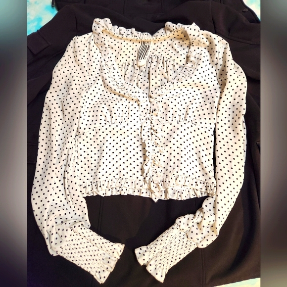 *EUC* VTG Free People Womens Polka Dot Blouse. Sz S.P - Picture 4 of 14